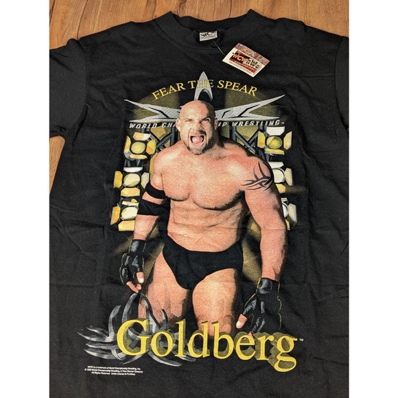 NWT RARE Vintage 90s Goldberg Wrestling Rap TEE Shirt L WCW 1999 Deadstock